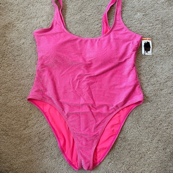 Good American Other - NWT Good American SPARKLE MODERN TANK SWIMSUIT IN KNOCKOUT PINK 7